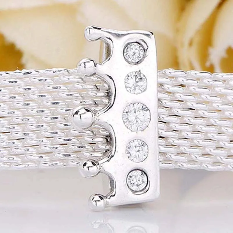 

New 925 Sterling Silver Bead Charm Reflexions Royal Crown Clip With Crystal Beads Fit Pandora Bracelet Bangle Diy Jewelry