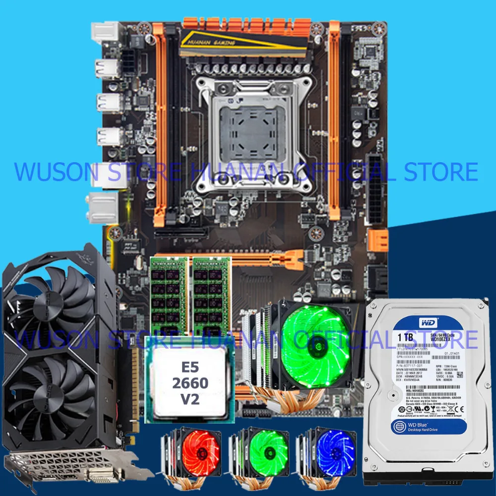 Игровая материнская плата HUANANZHI X79 Deluxe комплект для компьютера с M.2 слотом ЦП Xeon E5