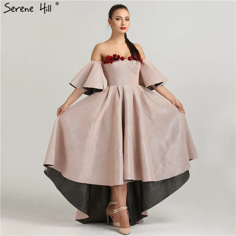 

Sleeveless High-end Sexy Fashion Evening Dresses 2019 Beading Flowers Asymmetrical Evening Gowns Serene Hill QA8009