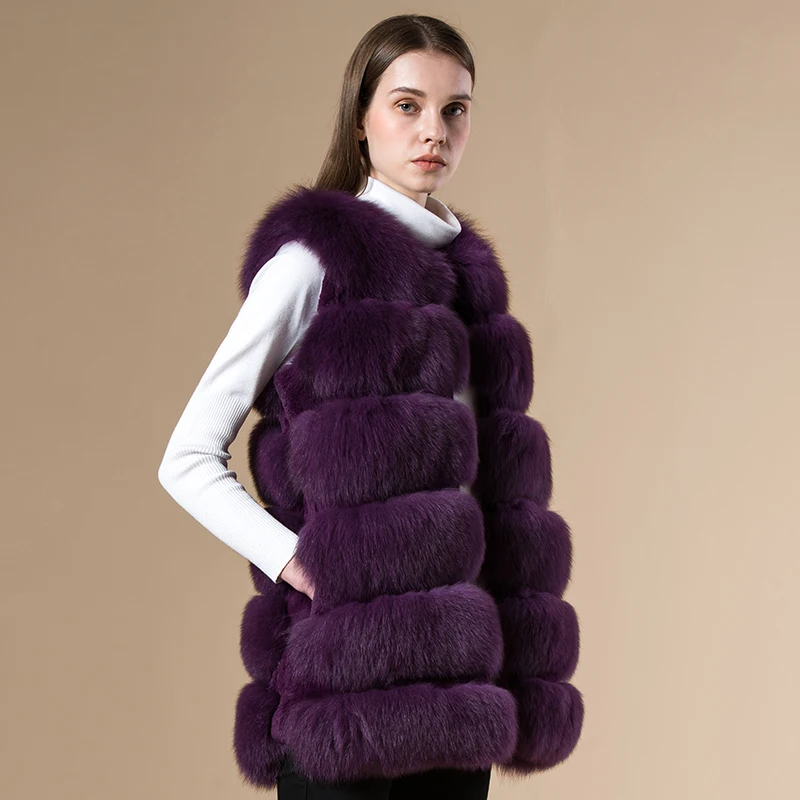 

2019 Winter Fashion Women Real Fox Fur Vest Lady Genuine Leather Fur Coat Warm Vest Fox with Rabbit Fur jacket gilet