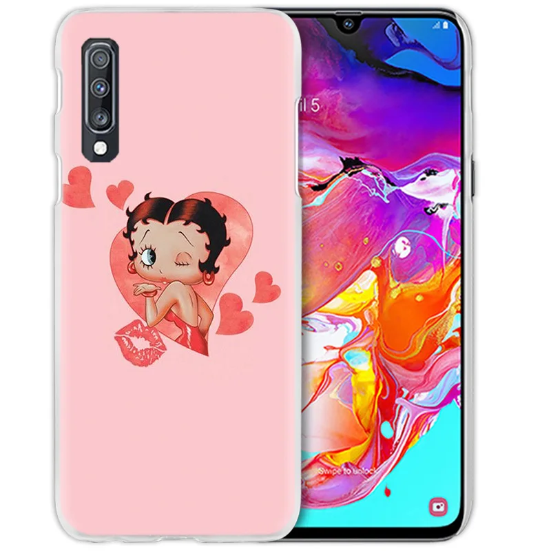 Розовый сексуальный чехол Betty Boop для samsung Galaxy A50 A70 A20e A40 A30 A20 A10 A8 A6 Plus A9 A7 жесткий прозрачный чехол для телефона из поликарбоната