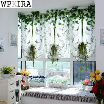 

Butterfly Pastoral Tulle Window Roman Curtain Embroidered Sheer For Kitchen Living Room Bedroom Window Curtain Screening 242&40