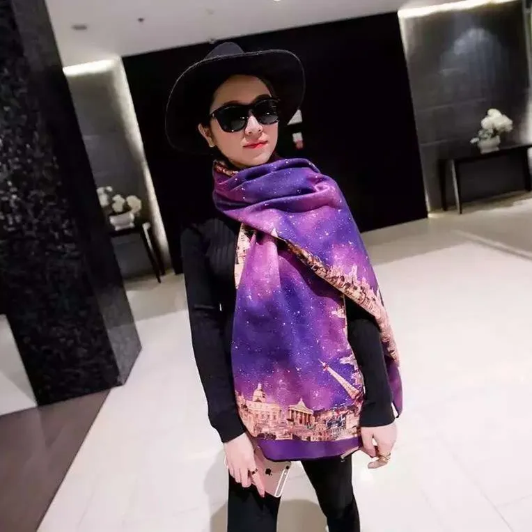 

[DIFANNI] Digital Printing Scarf Winter Thicken Warm Shawls and Scarves for Women imitation Cashmere Scarf Woman Wrap