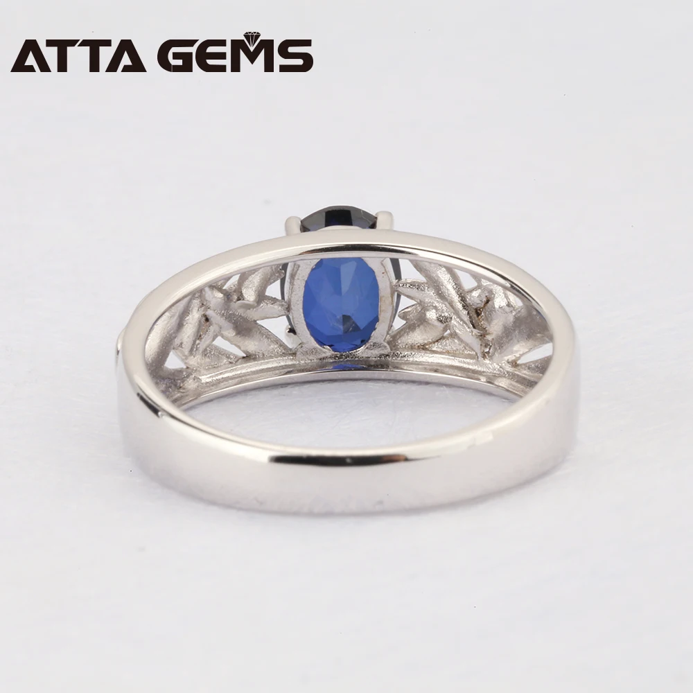 Синее серебряное кольцо с сапфиром, 1,5 карат, сапфировый камень, овальный, 6 мм* 8 мм, темно-синий цвет и чистое качество, подарок на день рождения