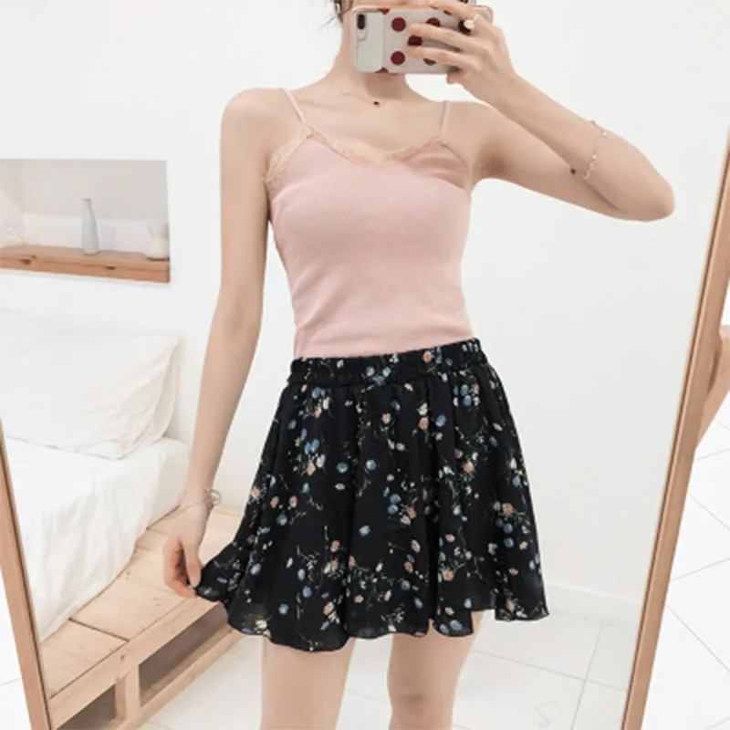 

2019 women's summer fashion wild casual shorts loose simple shorts flower print high waist thin shorts