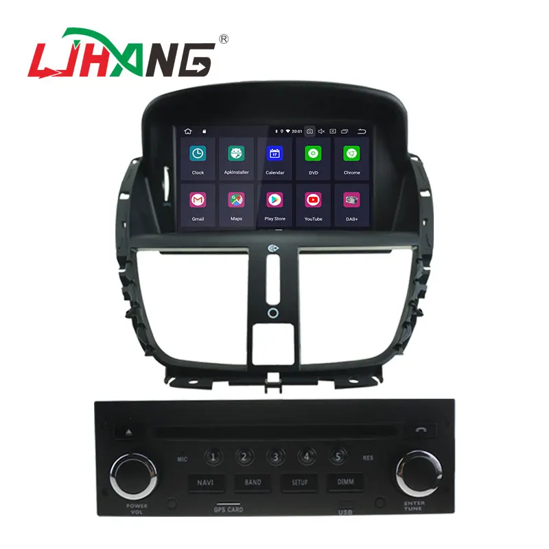 Top LJHANG Android 9.0 Car Radio Multimedia Player For Peugeot 207 2008-2011 2012 2013 2014 GPS Navi Auto Stereo Headunit WIFI IPS 1