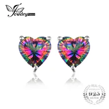 JewelryPalace Corazón 3ct Rainbow Natural Mystic Topaz Pendientes Genuino 925 Plata Esterlina Marca de Joyería Fina Para Las Mujeres Regalo