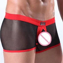 Нижнее белье для мужчин, сексуальные прозрачные кружевные трусы, мужские трусы-боксеры, Сетчатое Прозрачное нижнее белье для геев, сумасшедшие милые забавные трусы-боксеры черного цвета