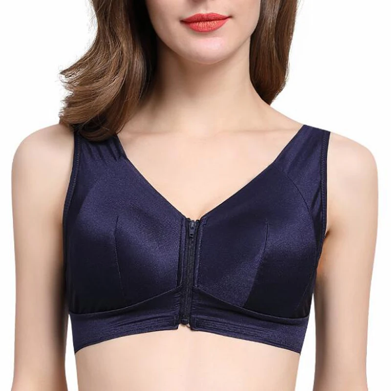 

Comfortable Wire Free Front Bra for Women Full Coverage Plus size Underwear Push Up Zipper Lingerie 32 34 36 38 40 42 A B C D