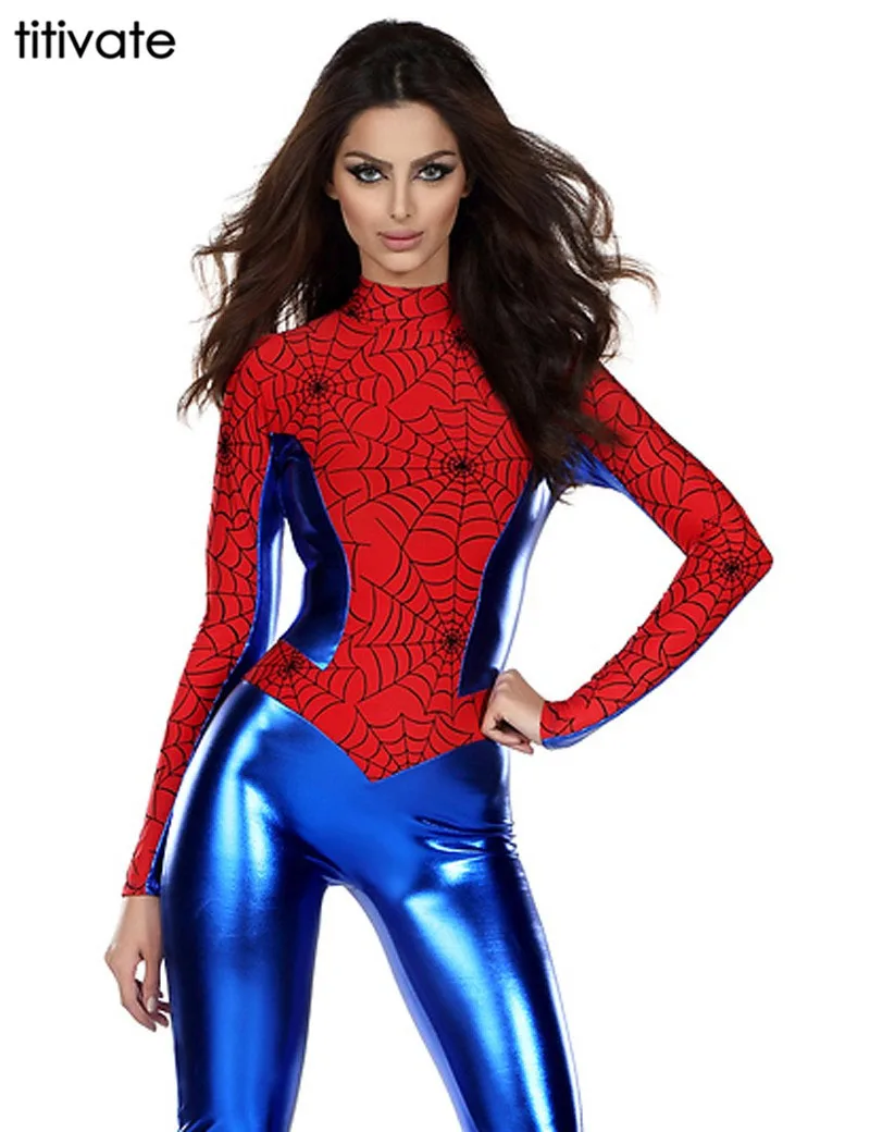 TITIVATE Halloween Spider Man Costumes Super Hero Tight Bodysuit