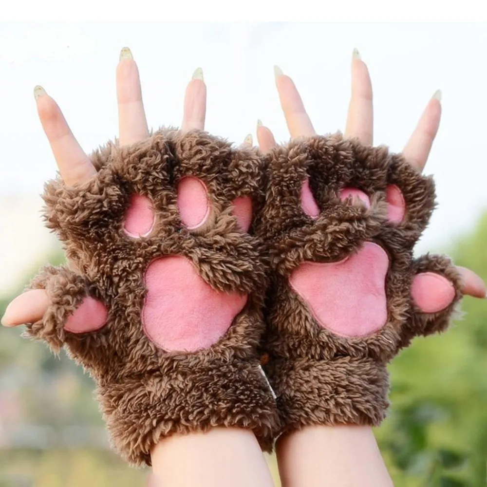 Кавайные перчатки, зимние, милые, с рисунком кота, толстые, пушистые, Bear'S варежки, модные, лидер продаж, Осень-зима, новинка, высокое качество