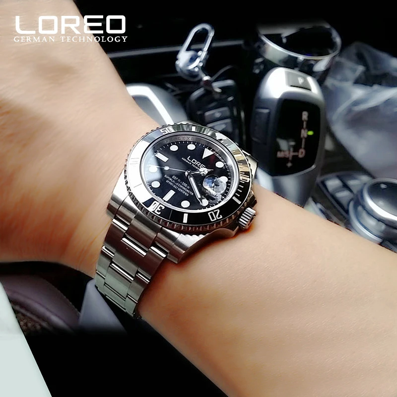 新しい Loreo 水ゴーストシリーズクラシックブルーダイヤル高級男性腕時計ステンレス鋼 0 メートル防水機械式時計 Mechanical Watches Aliexpress