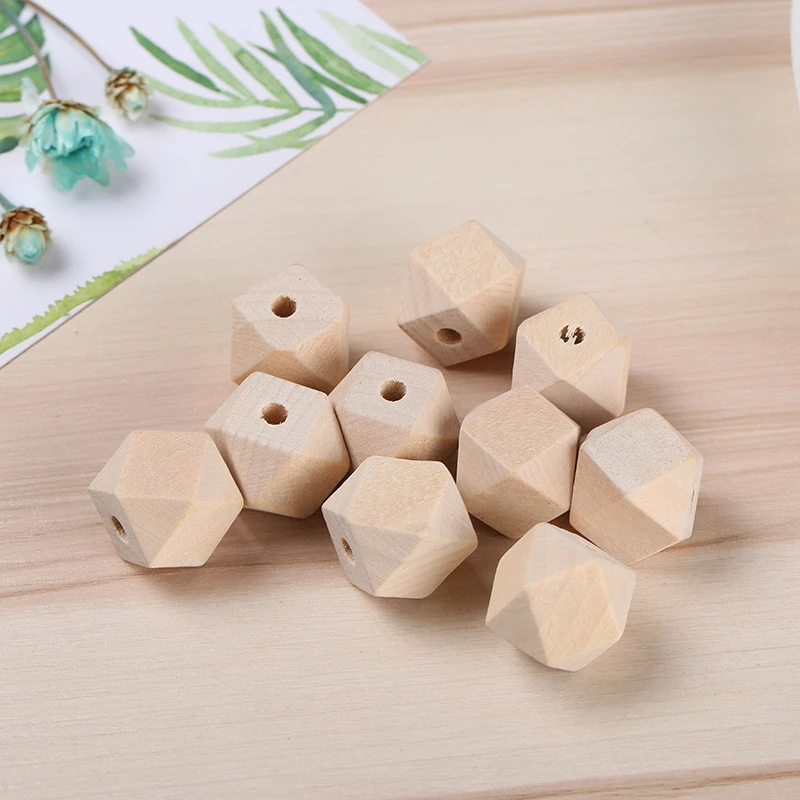 20 мм ремесленные геометрические деревянные бусины для самостоятельного изготовления ювелирных изделий браслет незавершенный многоугольник Натуральный Деревянный разделитель бусины W002