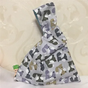 

YILE Handmade Cotton Twill Wrap Knot Wrist Bag Key Phone Wristlet Fox Grey Base W14