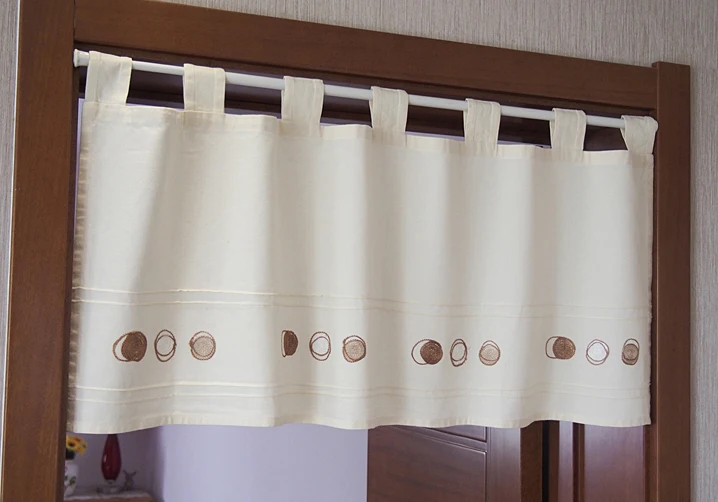 

Cotton short kitchen curtain embroidered head curtain