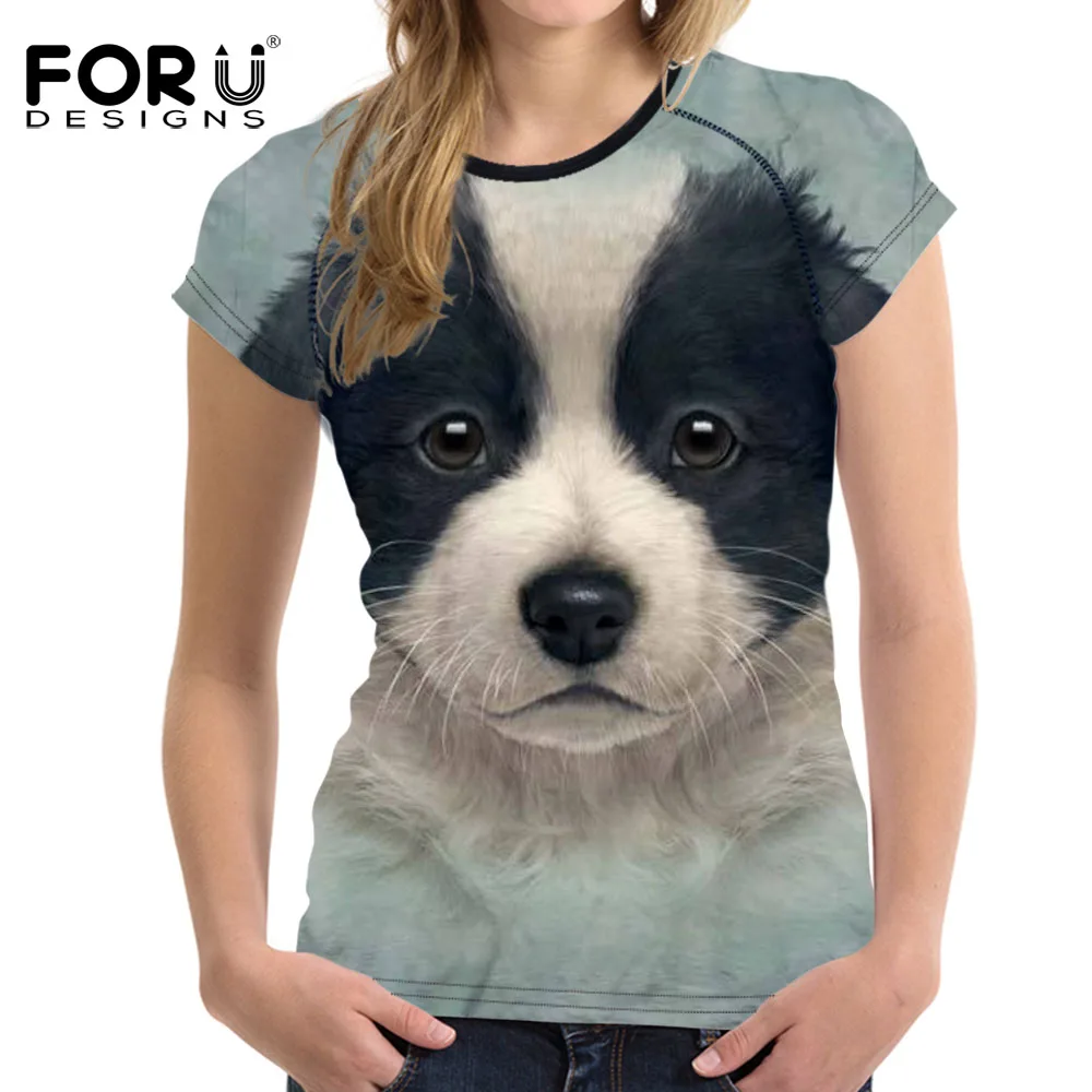 FORUDESIGNS/Женская Базовая футболка с милым 3D золотым ретривером собачкой животным