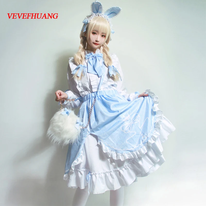 VEVEFHUANG 2018 Горячая игра Чудо Никки белый кролик конфеты горничная Лолита платье