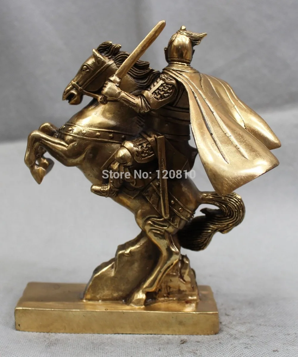 

Free Shipping Chinese Brass Three Kingdoms Invincible General Zhao Zilong On Horse Statue