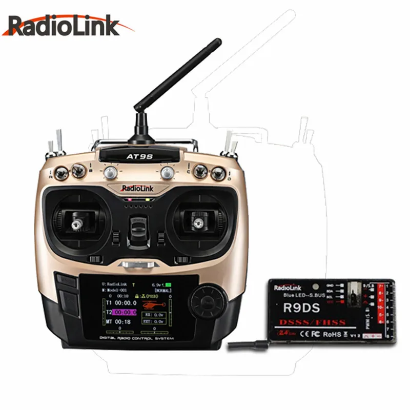 

High Quality RadioLink AT9S Mode 2 2.4GHz 10CH Upgrade Transmitter with R9DS DSSS&FHSS Receiver For Racing Drone Quadcopter