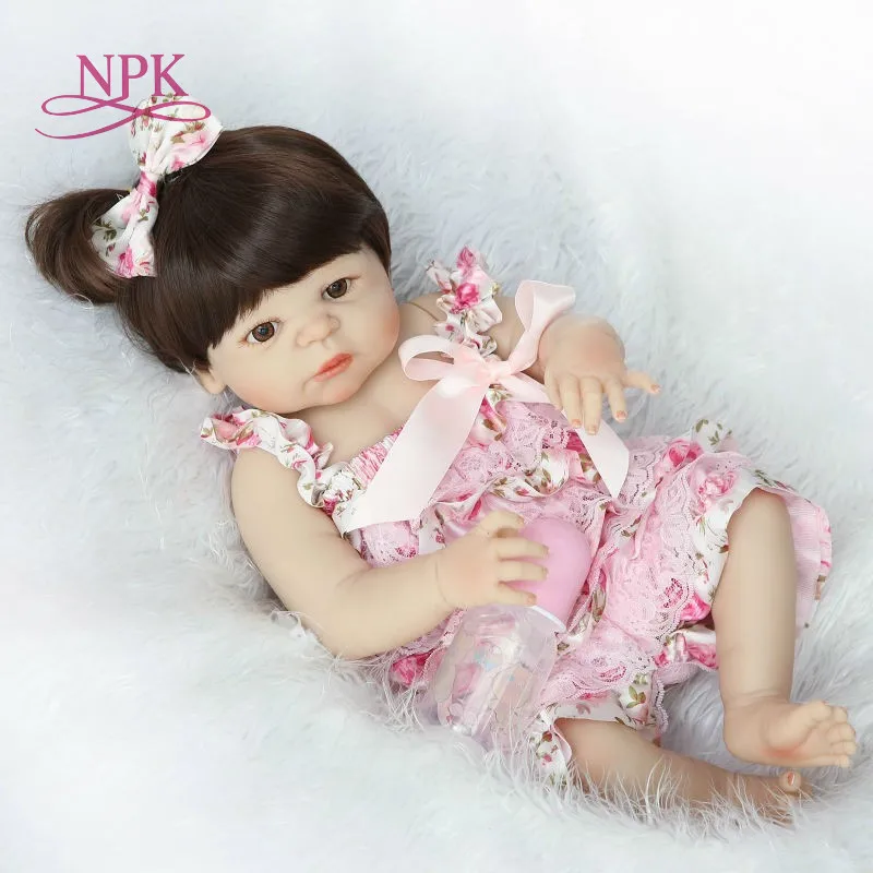 NPK Real 56CM Full Body SIlicone Girl Reborn Babies Doll Bath Toy Lifelike Newborn Princess Baby Doll Bonecas Bebe Reborn Menina