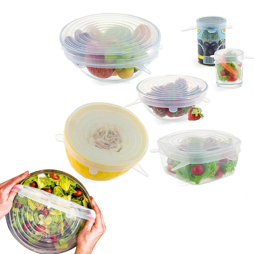 6Pcs/set Multifunction Silicone Food Cover Seal Vacuum Cling Film