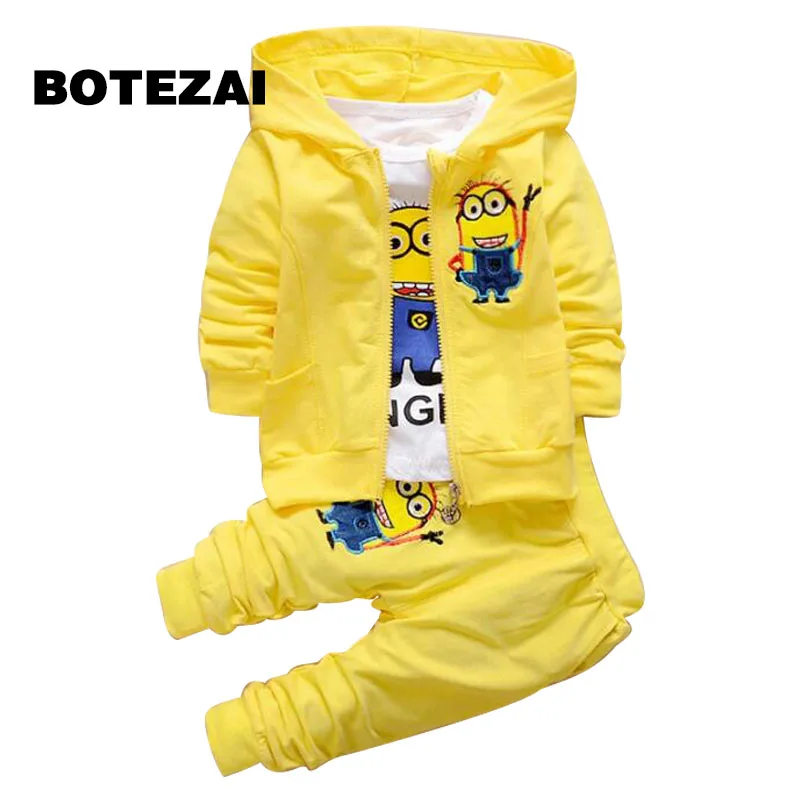 Boys Clothing Set Despicable Me Cotton Minion Clothing Sets Unisex Sport suit 3pcs Coat+T shirt+pants baby boys girls clothes Boys Clothing Set Despicable Me Cotton Minion Clothing Sets Unisex Sport suit 3pcs Coat+T shirt+pants baby boys girls clothes