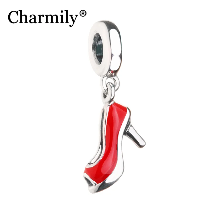 

2017 Pre Autumn New 925 Sterling Silver Red Stiletto Pendant Charm Bead DIY Fits Pandora Charm Bracelet