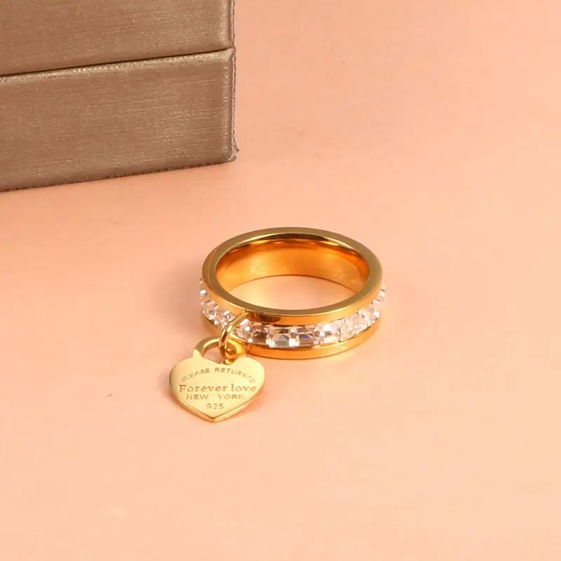 Трендовые кольца в виде сердца с надписью Forever Lover, кольцо из нержавеющей стали с кристаллами, CZ очаровательные кольца для мужчин и женщин, брендовые ювелирные изделия для свадебной вечеринки