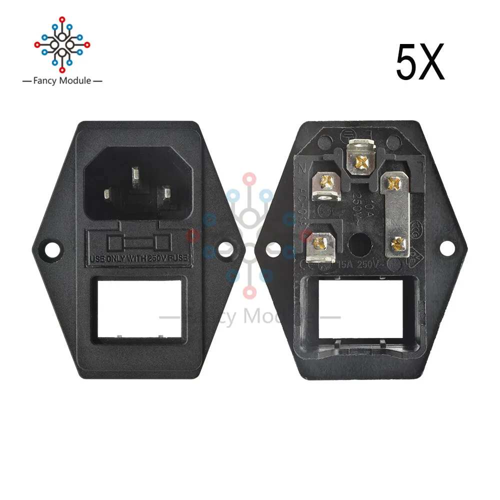 5 шт./лот AC 250 В 10A IEC320 C14 Мужской Шнур питания Входной адаптер от сети медный