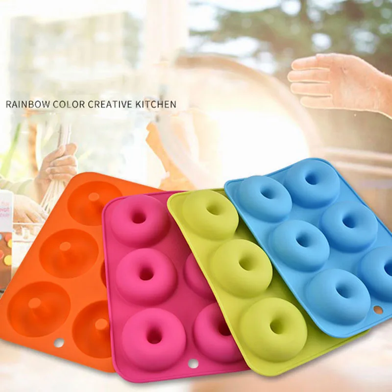 

Donuts Mold Silicone Round Shape Doughnuts Mould Baking Jelly Fondant Cake Chocolate Decoration Baking Pastry Tool Bagels Muffin