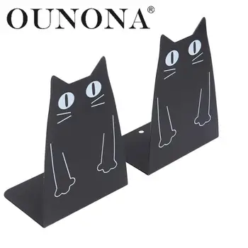 

OUNONA 1 Pair Cute Cartoon Cat Nonskid Bookends Art Bookend Decorative Metal Bookends