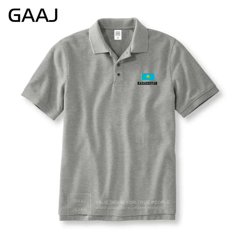 GAAJ флаг Казахстана поло Для мужчин и Для женщин унисекс», Очаровательная белая рубашка для бренд-Костюмы короткий рукав рубашки поло для мужчин брендовая одежда для мужчин с принтом# 7762J - Цвет: Grey