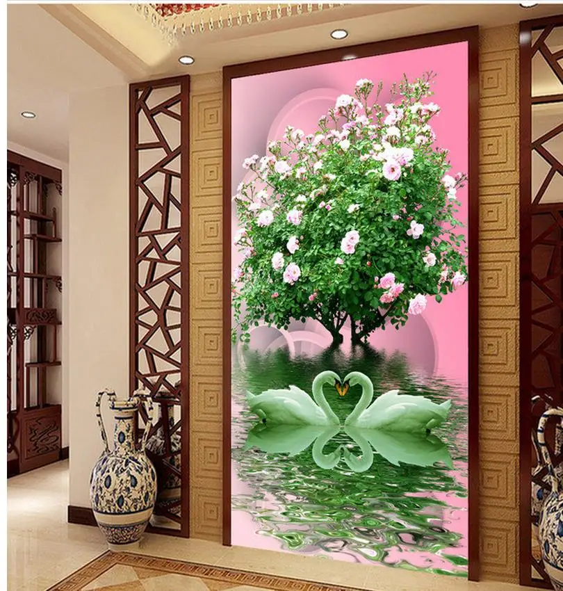 Téléchargement gratuit Images Decoration De La Maison Papier Peint Moderne 3d Rose Arbre Cygnes le plus cool salutations