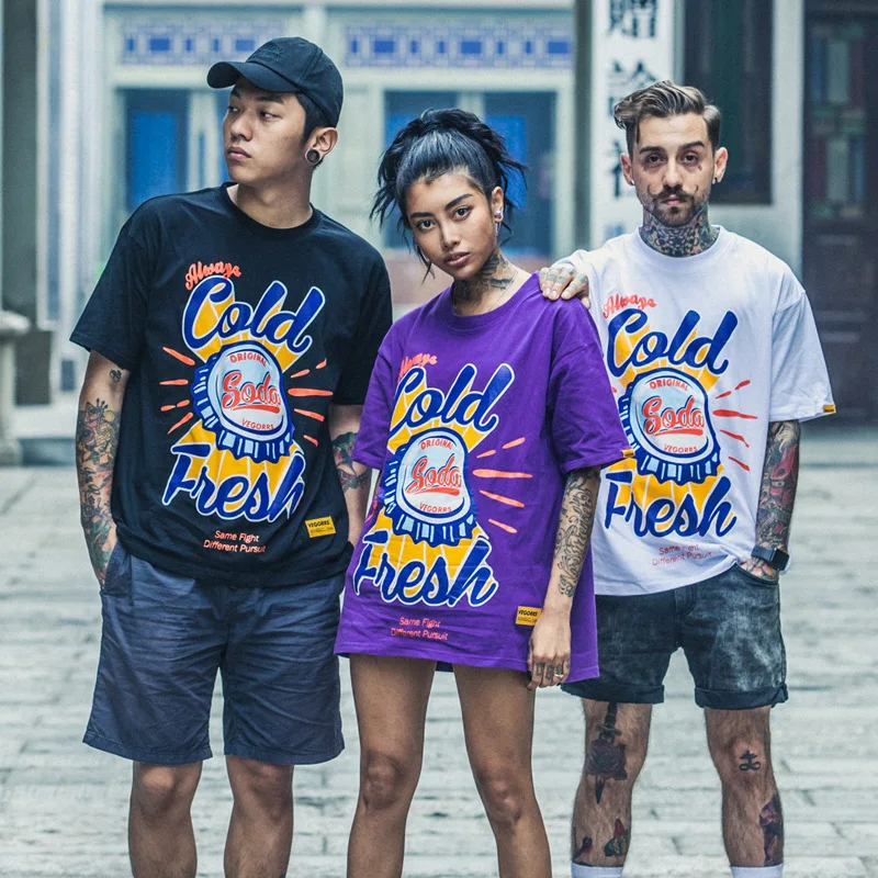 

VEGORRS Men's & Women's T Shirt Unisex Plus Size Summer Graffiti Couple Tee Shirt Hip-Hop Casual Loose Oversize Top