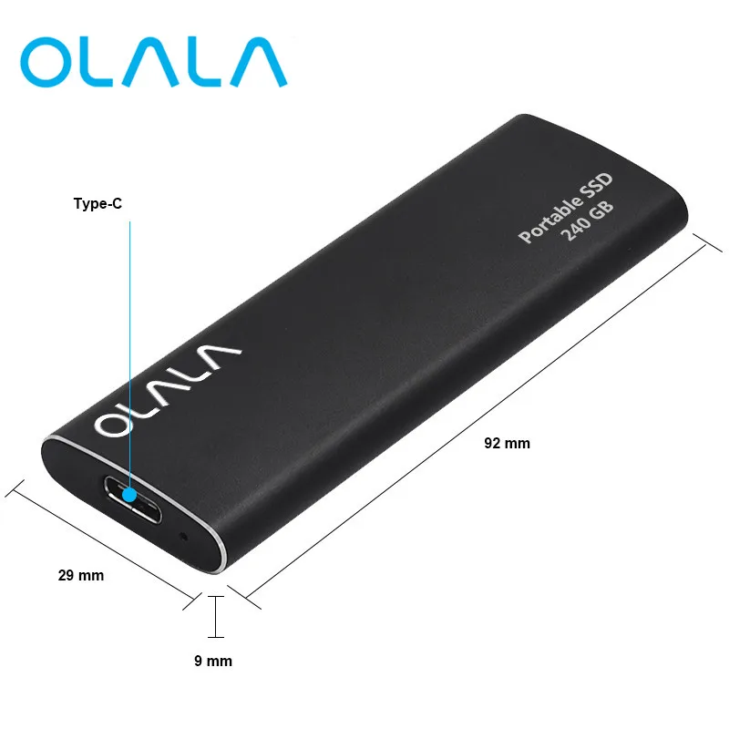 

OLALA PM30C Portable SSD Type C USB 3.1 Gen External SSD 480GB External SSD Portable Solid State Drive For Laptop Notebook