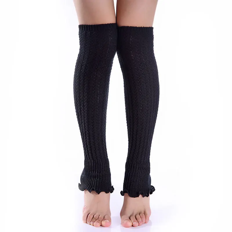 

Newly 1pair Fashion Leg Warmers Woman Long Stockings Popular Hemp Flowers Knitting Step Foot Winter Warm Stocking