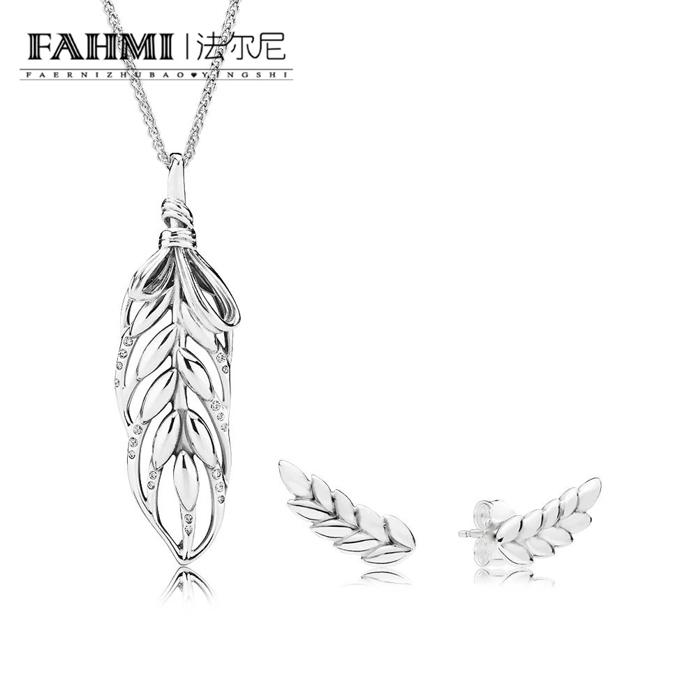 

FAHMI 100% 925 Sterling Silver 1:1 RAU0515 Floating Grains of Life Necklace and Earrings Autumn Gift Set Jewelry Wholesale