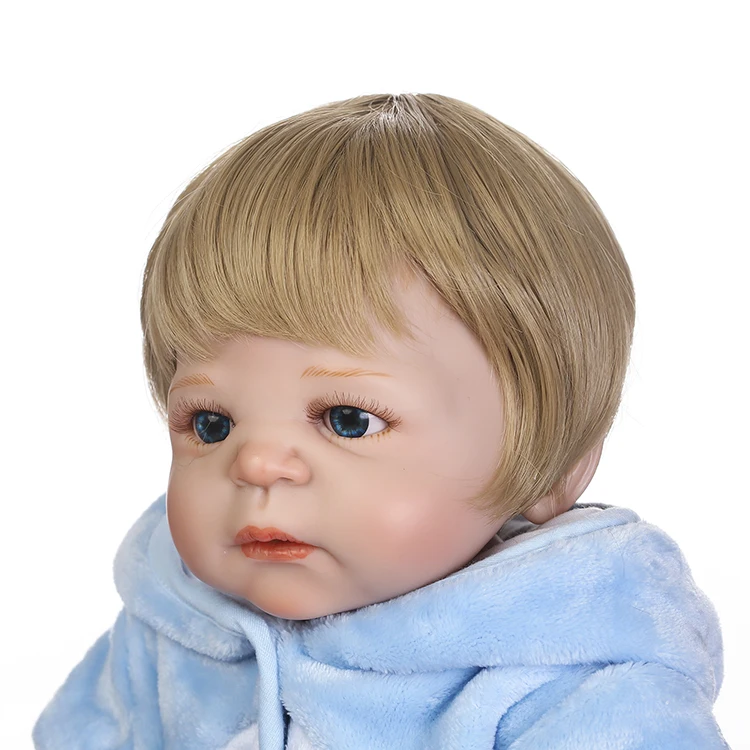 NPK 22 дюймов 56 см куклы реборн с светлыми волосами Полный винил мальчик кукла для детей Рождество подарок на день рождения