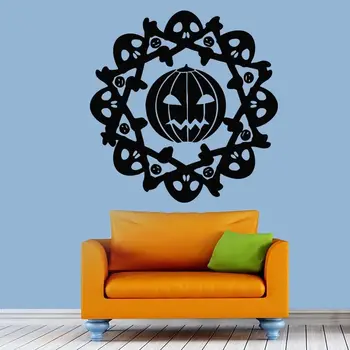

Wall Vinyl Decal Sticker Halloween Skulls Pumpkin Home Interior Dorm Decor