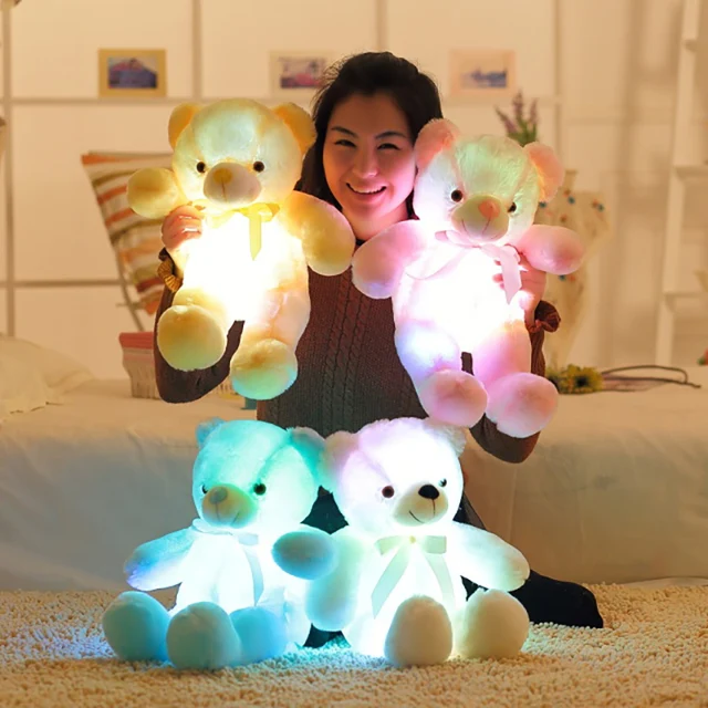 1pc Big Light Up LED Teddy Bear Plush Toy Colorful Stuffed Animals Glowing Luminous Bears Dolls Pillow Gifts for Kids Girls 2