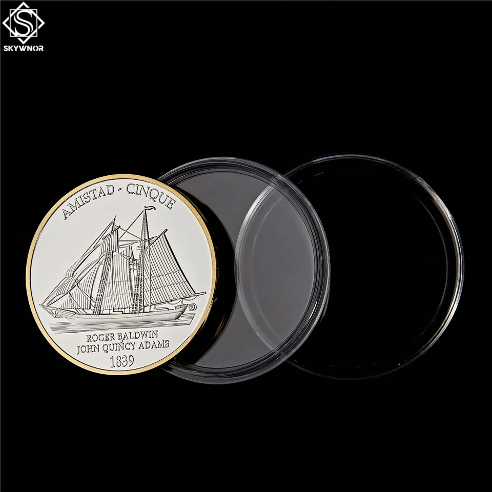 1839 Американский военный корабль Amistad юбилей золото и серебро США вызов монеты коллекционные вещи