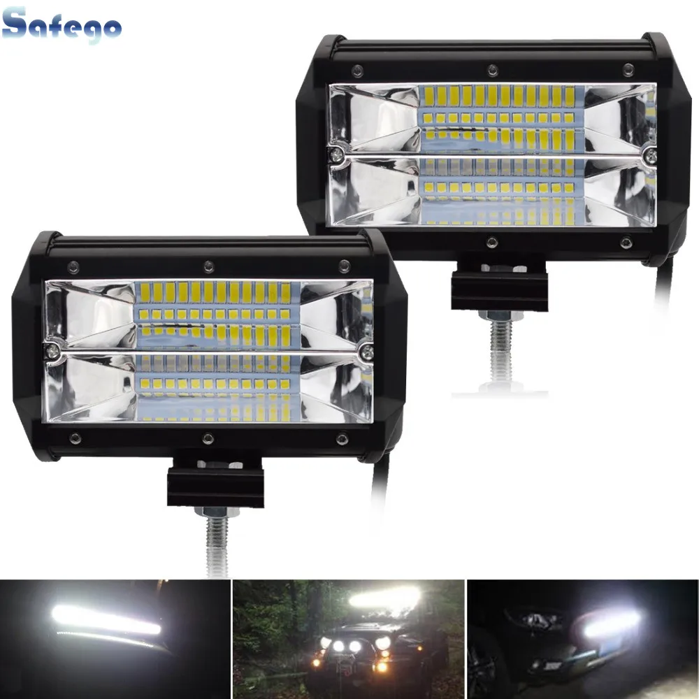 

Safego 5 Inch 72W LED Flood Work Light 24*3W LED Chips Offroad Car Light Fog Light Driving Light For Trunk Boat Tractor Jeep Car
