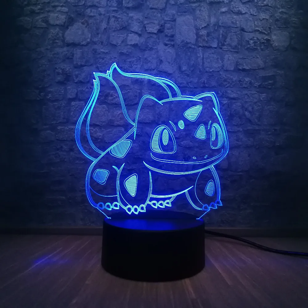 Детский подарок ко Дню 3D мультфильм USB лампа Pokeball Покемон Бульбазавр животных