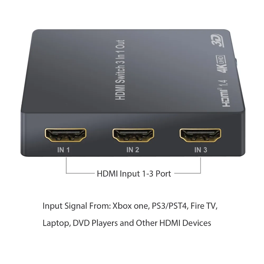 4K 3D 1080P PIP 3 порта HDMI коммутатор с аудио экстрактором конвертер оптический Toslink SPDIF выход(пульт дистанционного управления без батареи