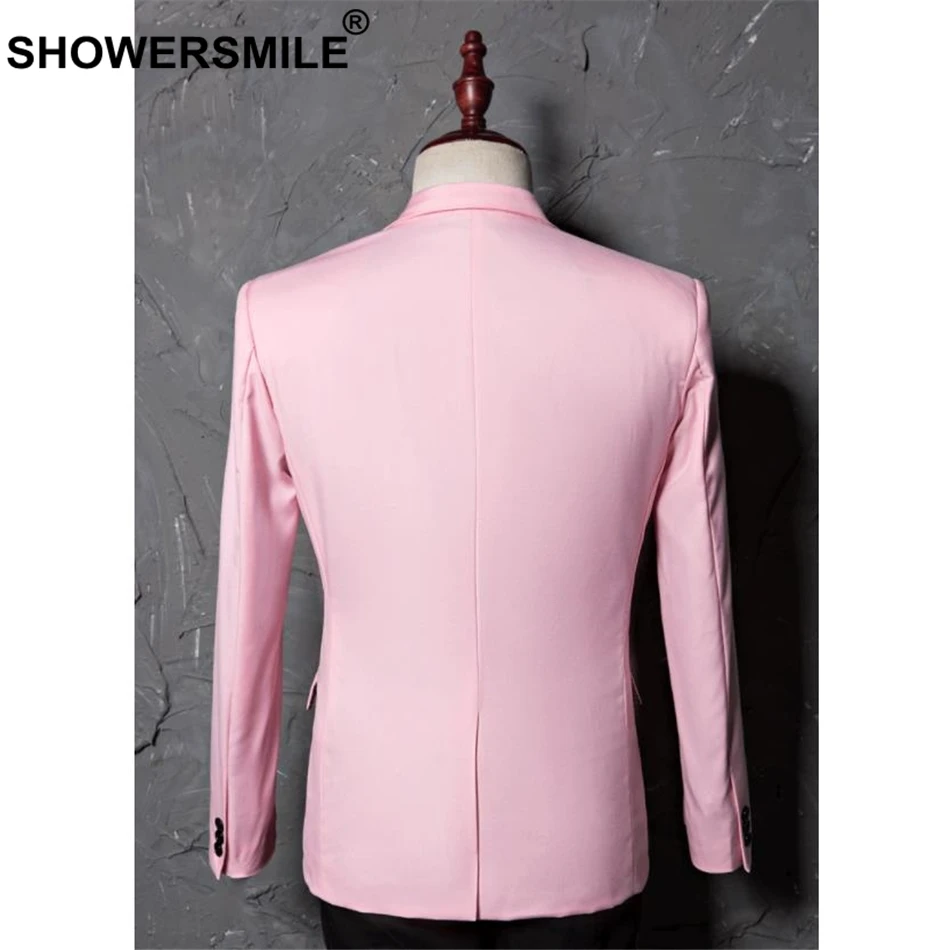 SHOWERSMILE Men Pink Blazer Slim Fit Suit Jacket Fashion Candy Color Wedding Bridegroom Clothing Plus Size Singer Costume SHOWERSMILE Men Pink Blazer Slim Fit Suit Jacket Fashion Candy Color Wedding Bridegroom Clothing Plus Size Singer Costume