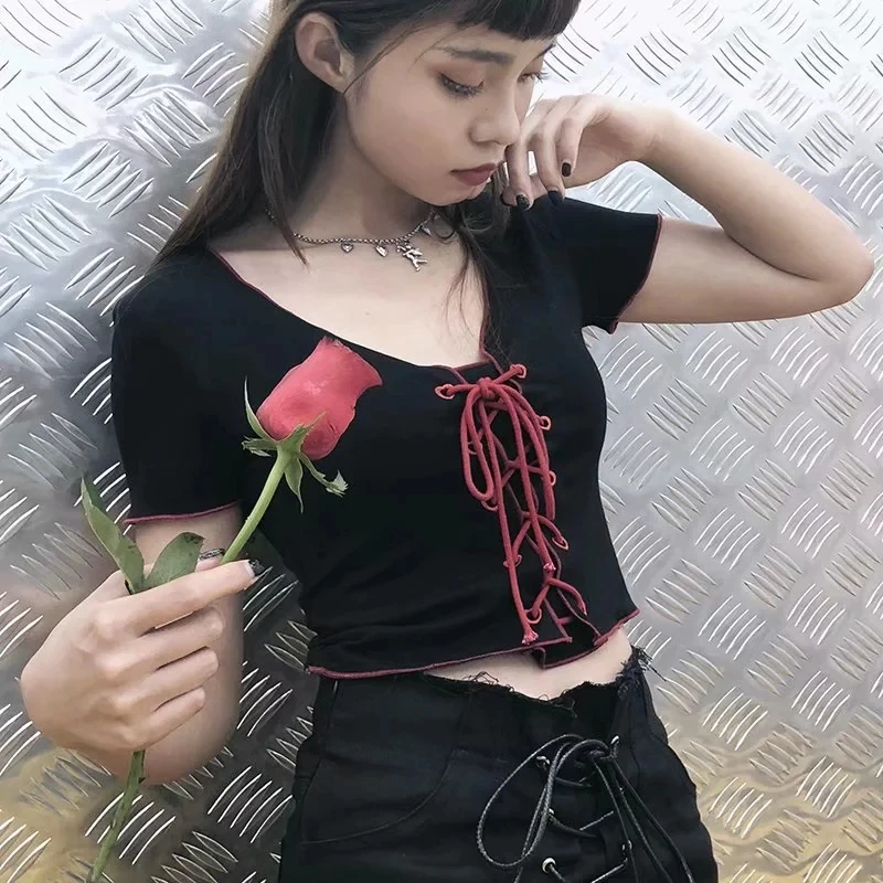 المرأة الخامس الرقبة الدانتيل يصل الجبهة المحملة قصيرة الأكمام المحاصيل أعلى المرأة الخامس الرقبة الدانتيل يصل الجبهة المحملة قصيرة الأكمام المحاصيل أعلى