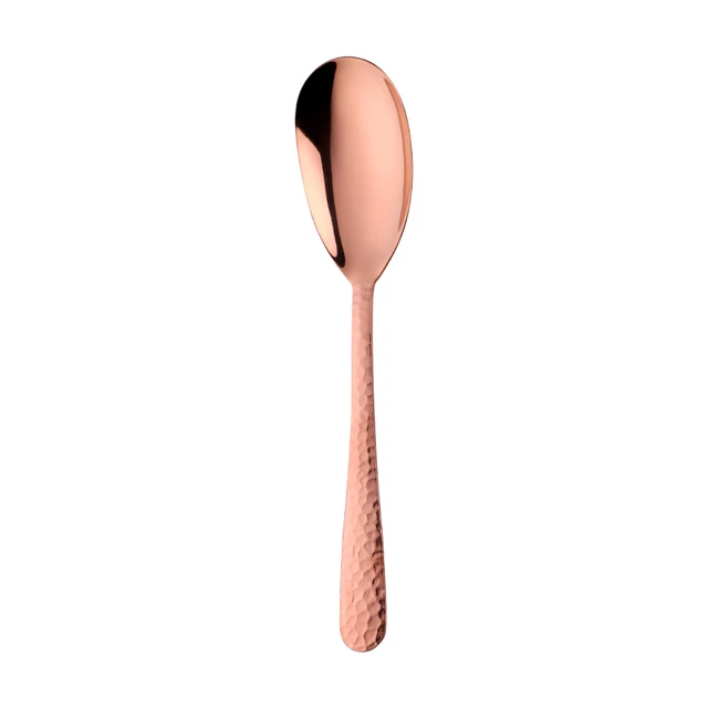 Large Serving Spoon Fork 12inch Gold Salad Servers Tablespoon Stainless Steel Rose Gold Dining Tools Kitchen Utensil Rose Gold-Spoon