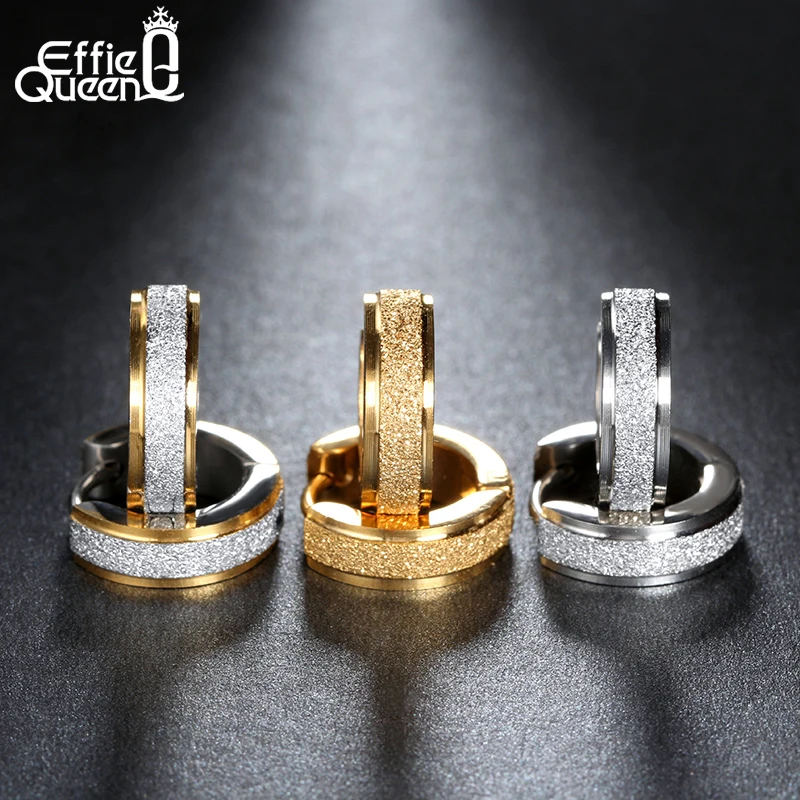 

Effie Queen Stainless Steel Small Hoop Earring for Women Girls Earrings for Men Puck Rock Earing Jewelry Ear Gift 2019 DGTE02