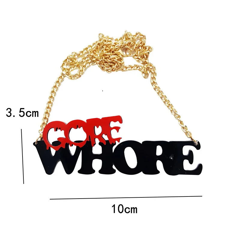 Gore Whore Модное, сексуальное, цветное, блестящие буквы, акриловое ожерелье s для женщин, длинная сука, Senpai Boo, Кукольное ожерелье, подвеска, ювелирное изделие N18013 - Окраска металла: Gore Whore