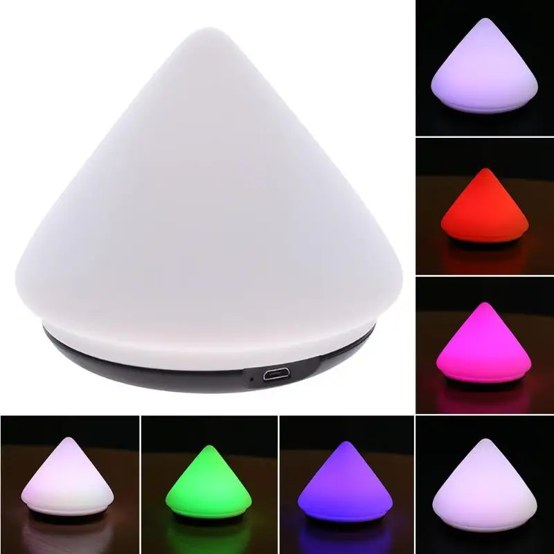 

Silicone Pyramid Shape Desk Mount Light RGB LED Car Caring Night Light